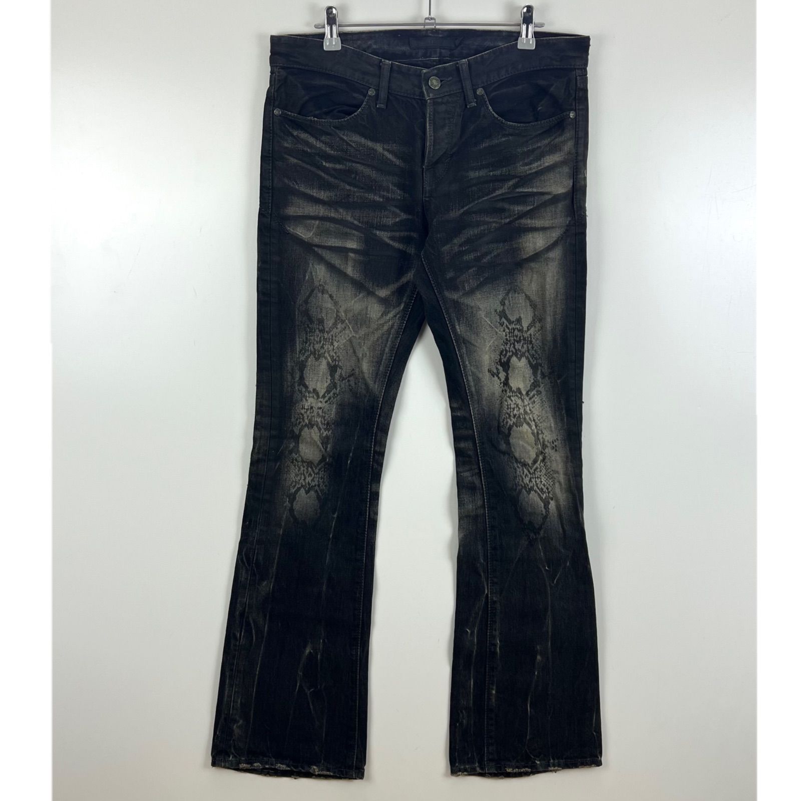 FUGA 00s y2k archive Python black flare denim pants 46 フーガ