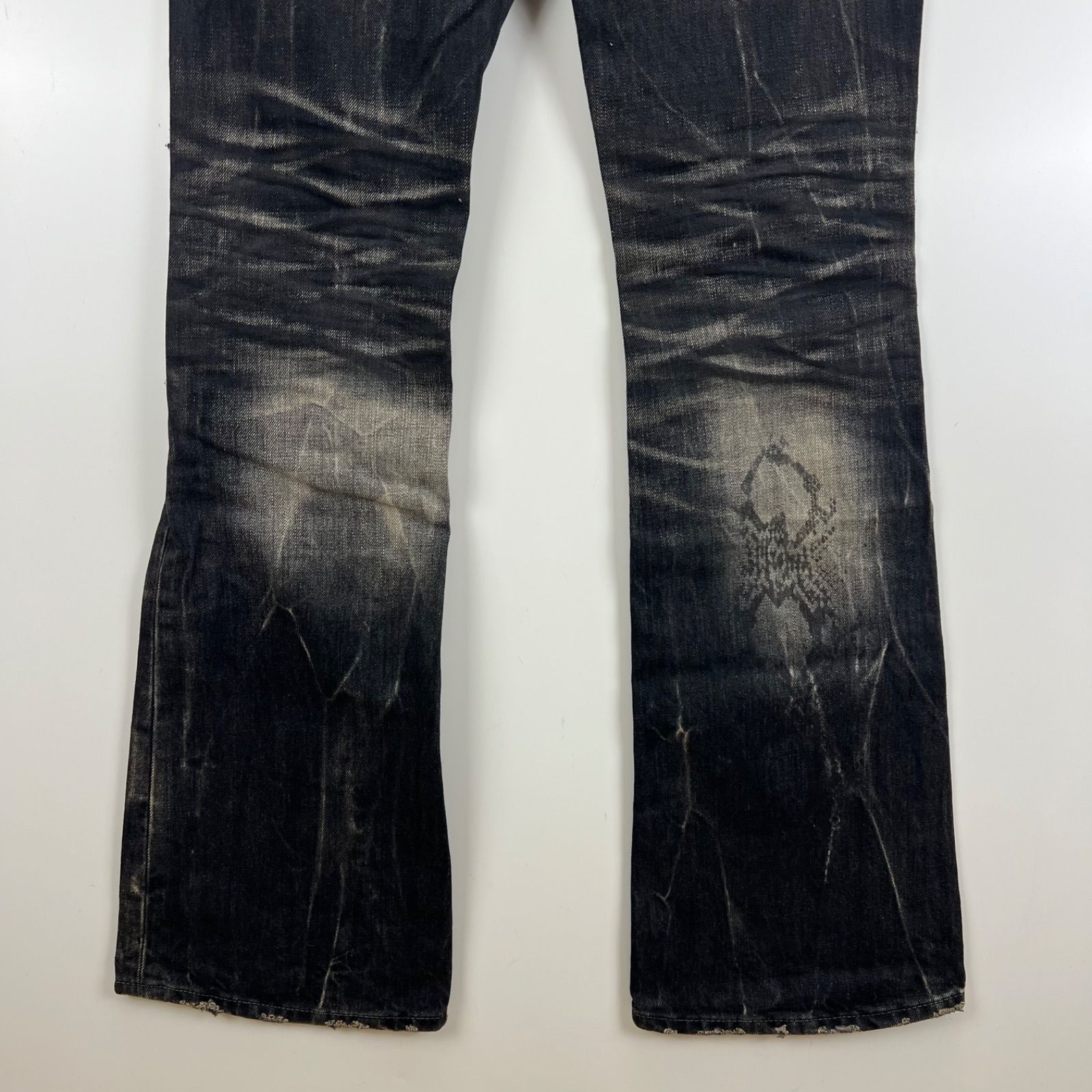 FUGA 00s y2k archive Python black flare denim pants 46 フーガ