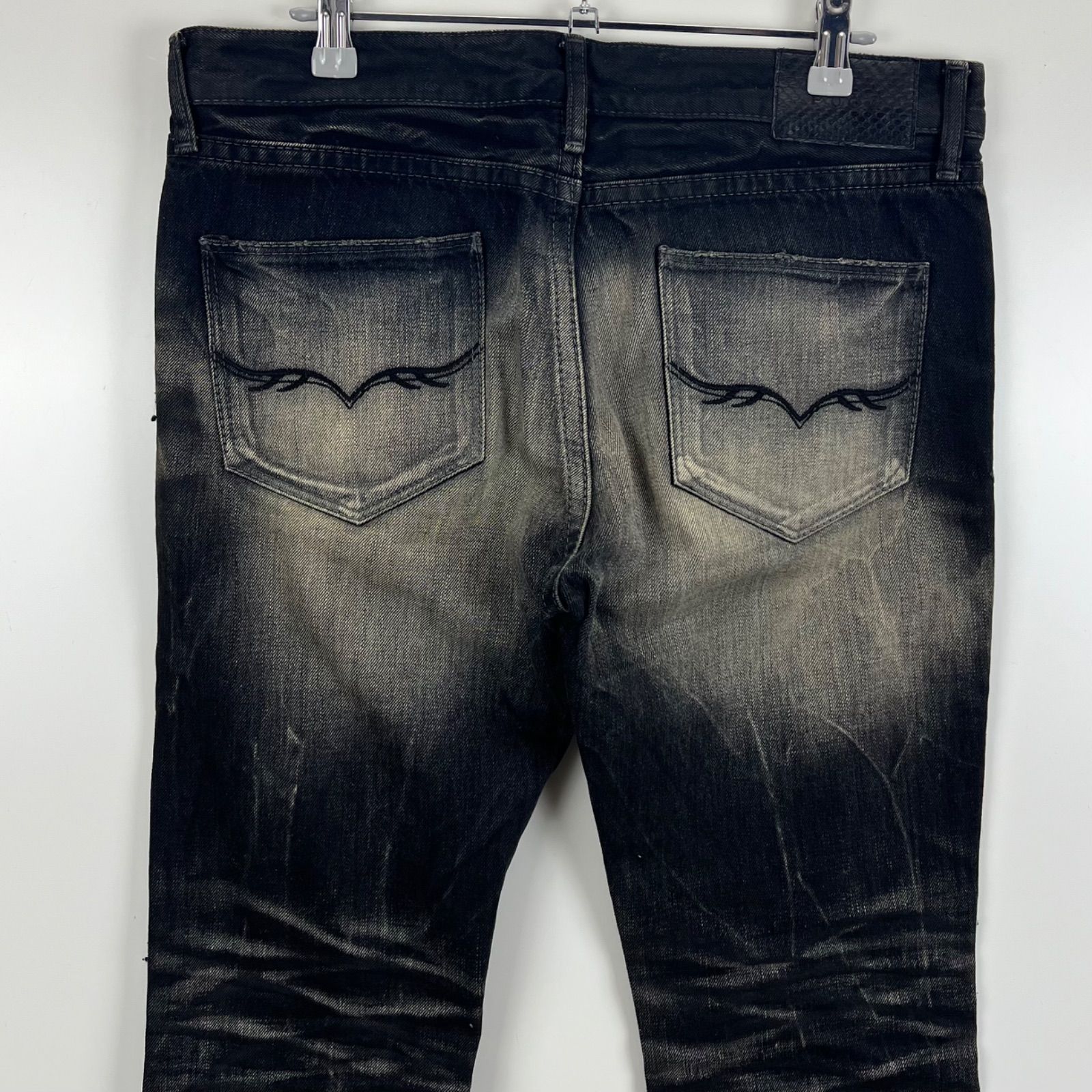 FUGA 00s y2k archive Python black flare denim pants 46 フーガ