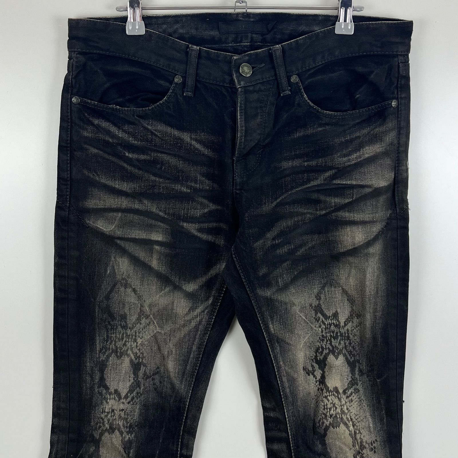FUGA 00s y2k archive Python black flare denim pants 46 フーガ