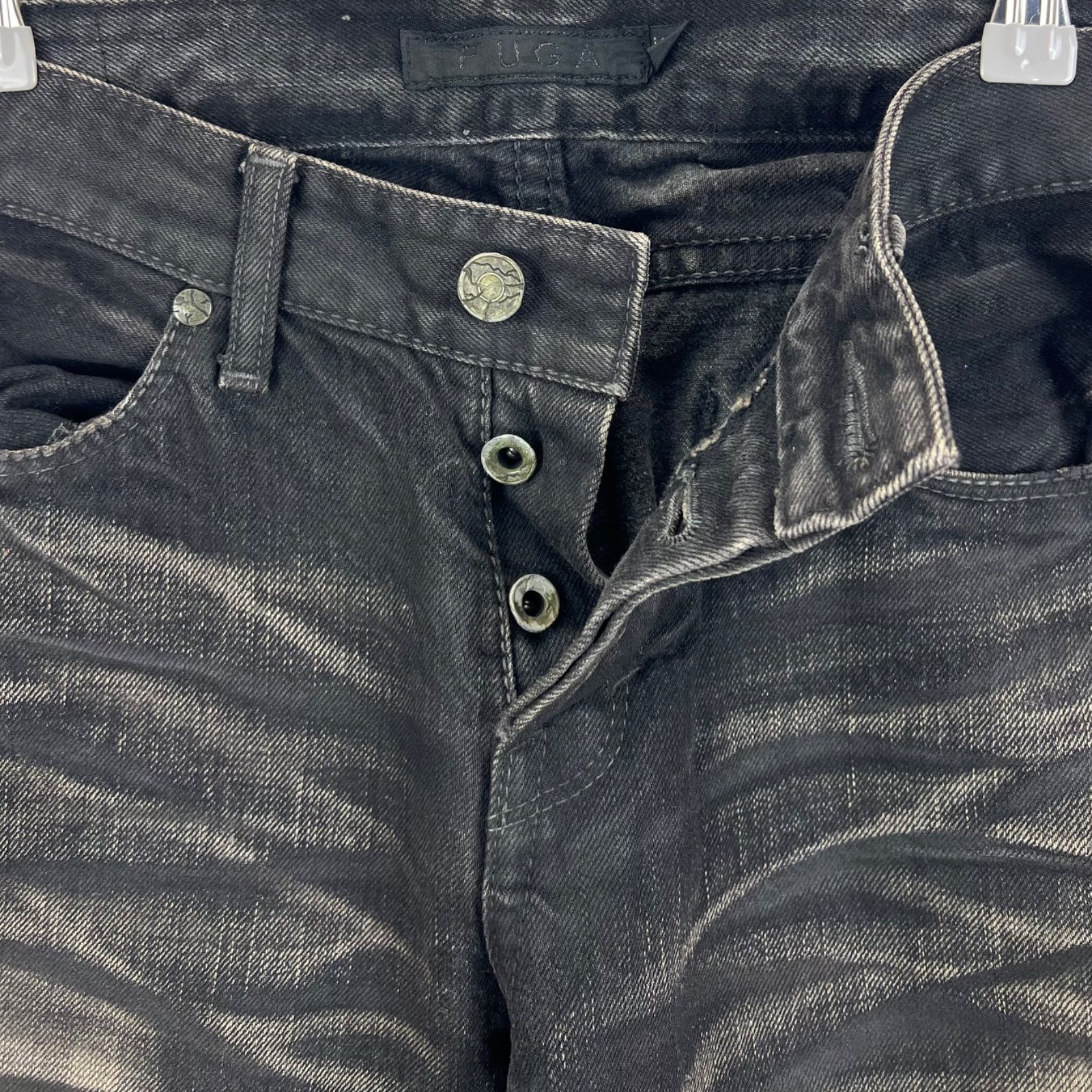 FUGA 00s y2k archive Python black flare denim pants 46 フーガ