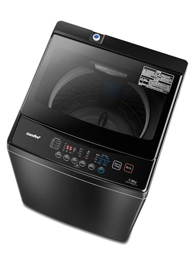 ◆COMFEE 洗濯機 5.5kg 一人暮らし 1-3人用 全自動洗濯機 ステンレス槽 風乾燥 予約機能 部屋干し ガラスドア コンパクト 家電 節水 静音設計 省スペース 槽洗浄 透明ドア 黒 金属グレーCAC06EW55|T-S1 8055c2e8