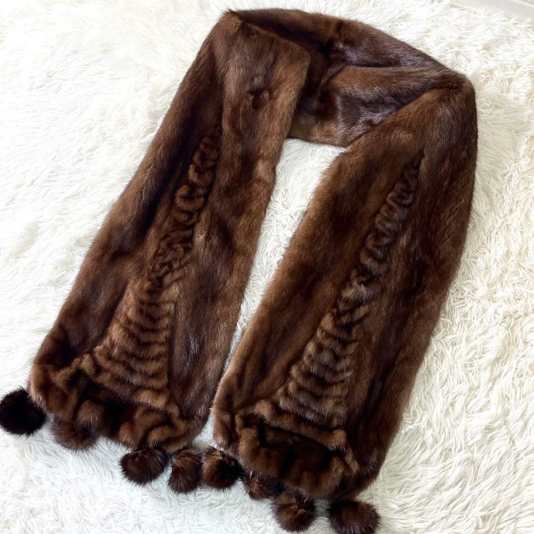 毛皮 ミンク マフラー ファー ブラウン - メルカリ
