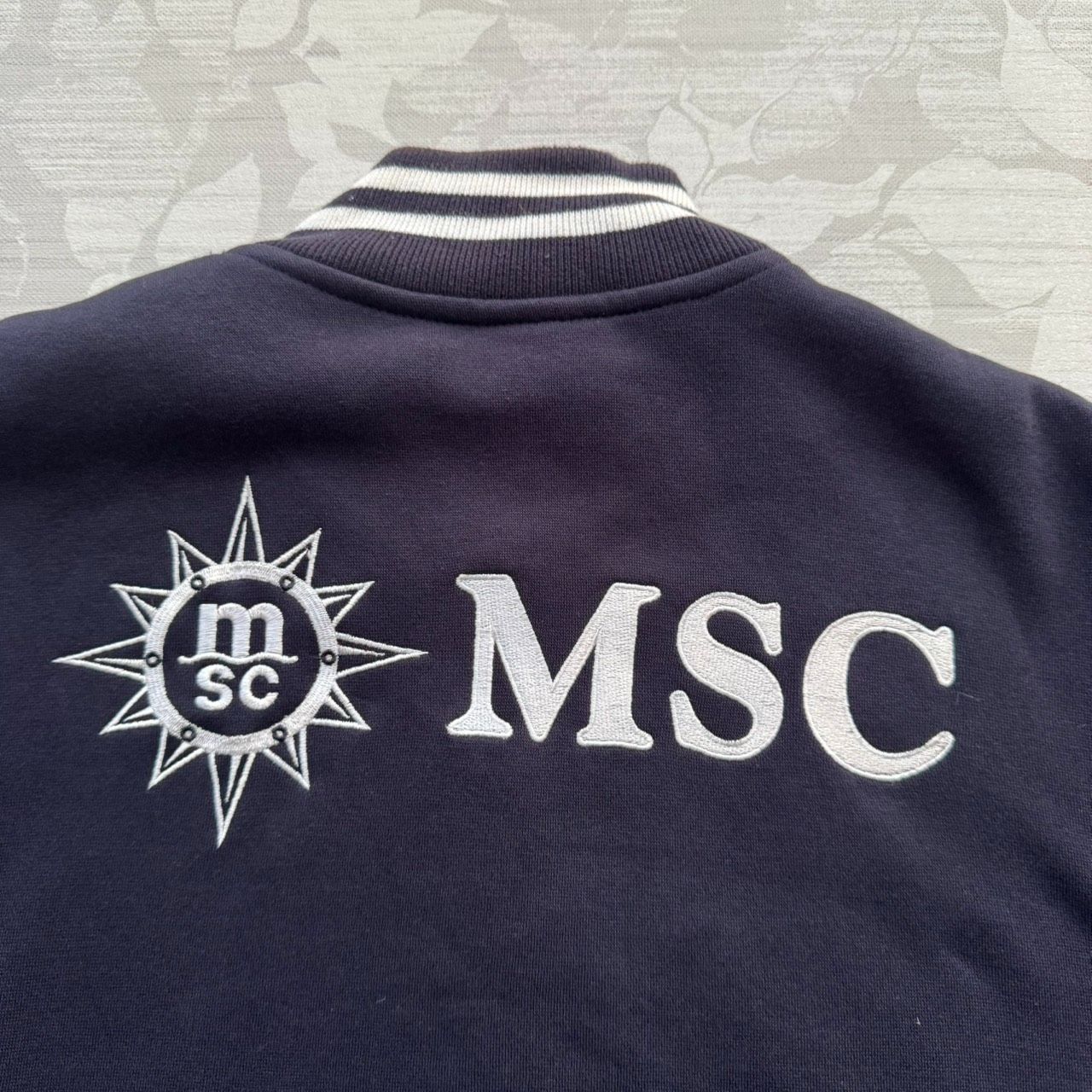 MSC】ジップアップ スウェットジャケット ネイビー Lサイズ 刺繍ロゴ 