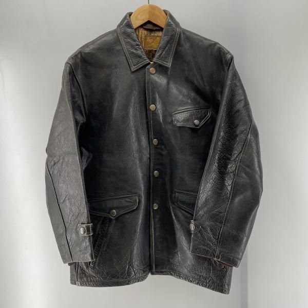 中古】TOP HIGH CLASS 50s レザーカーコート ブラウン サイズM～L相当