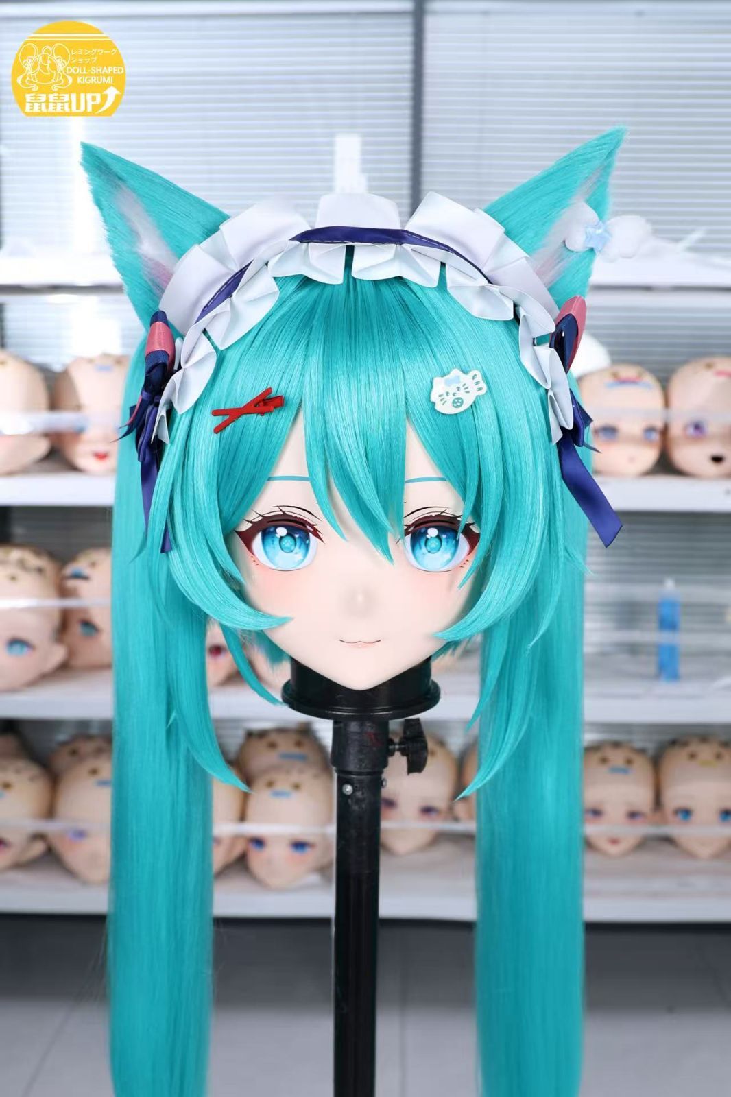 m*A様 初音ミク 着ぐるみ [鍵付き全頭面・美少女マスク・コスプレ・フィメール 新品 未使用【鍵付全頭面】ネコ ミク 着ぐるみ マスク 美少女 kigurumi