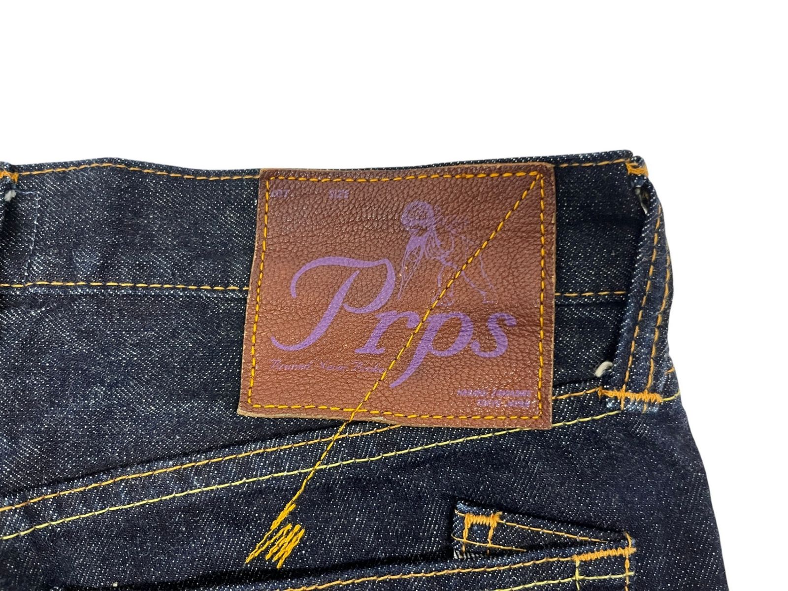 Prps (ピーアールピーエス) デニムパンツ Gパン ジーンズ 紫製品 革
