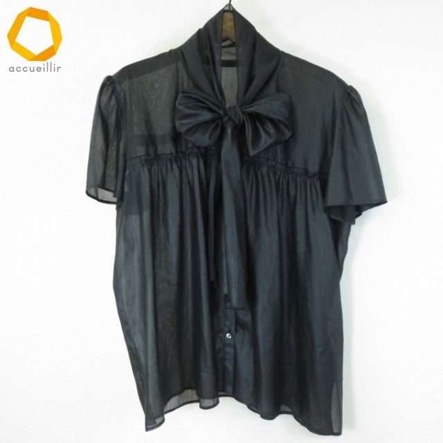 s ロイスクレヨン LoisCRAYON シャツ ブラウス M 黒系 シースルー 胸元