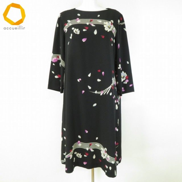 a シセンドウ 詩仙堂 トモコレクション ワンピース 黒 マルチ 花柄