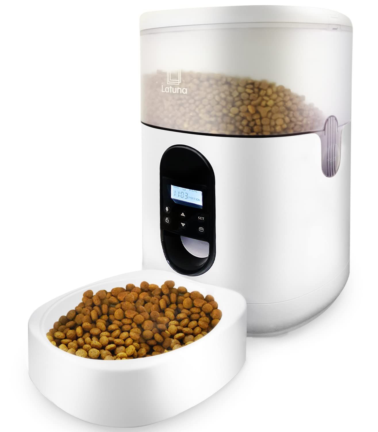 小動物看護士監修 自動給餌器 猫 餌 小動物用 自動餌やり機 給餌器 犬 Latuna ラチュナ ４L大容量 タイマー式 給電 透明 ｎ ce419011