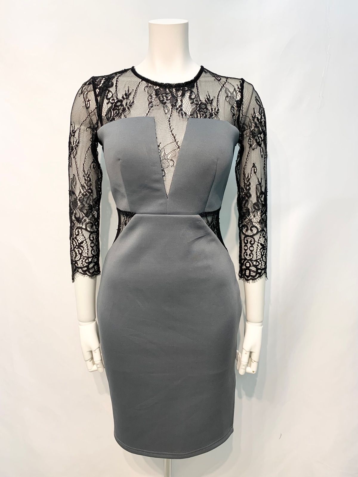 2352 DAZZY デイジー キャバクラ ドレス レース ミディ スリット 伸縮