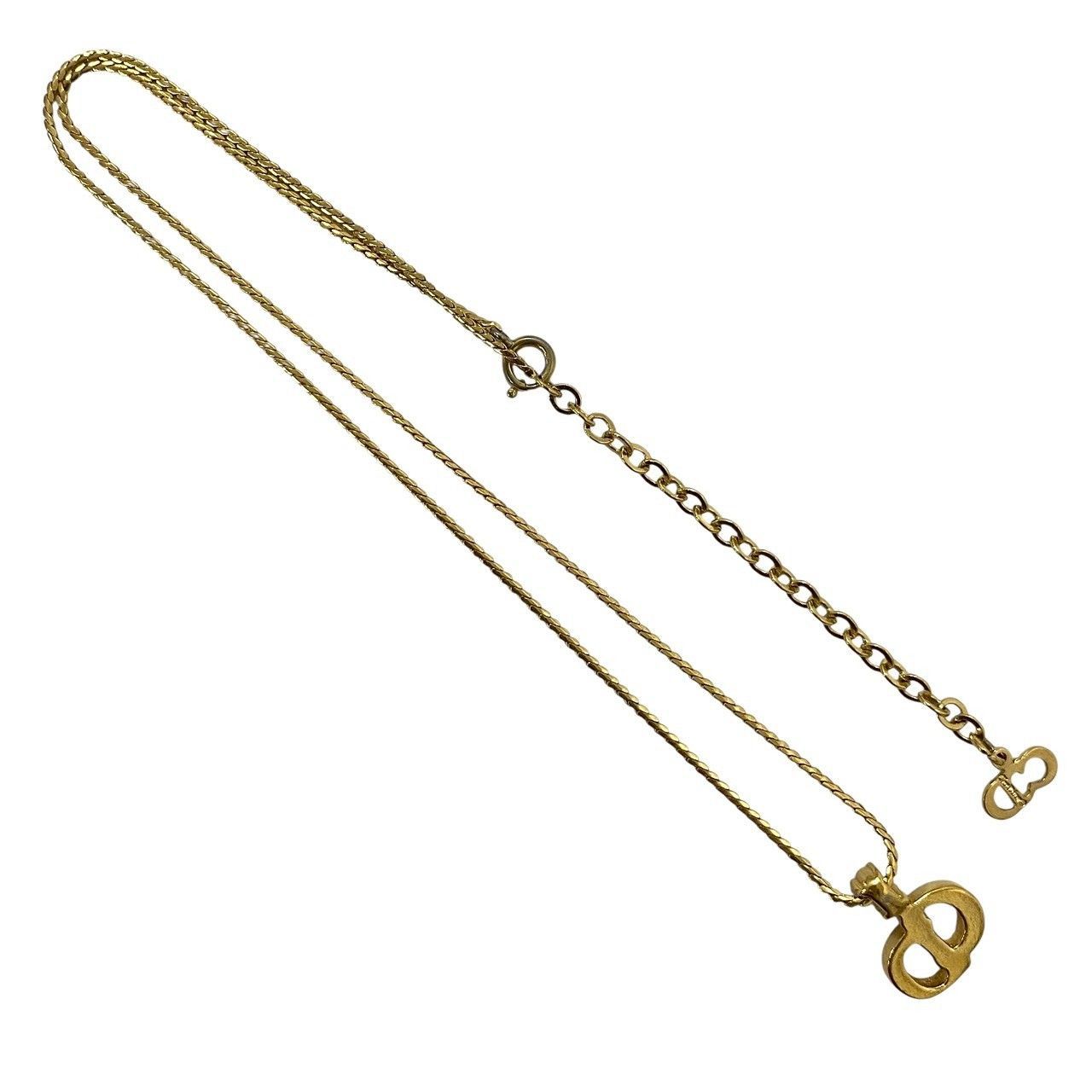 M【Dior】CDロゴ ネックレス ゴールド/金カラー クリアストーン