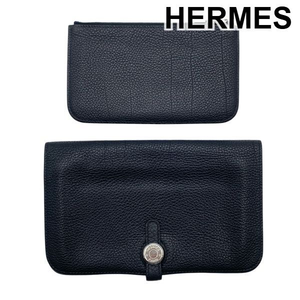 ご褒美に☆HERMES エルメス ドゴン HERMES MM 長財布 黒 ノアール