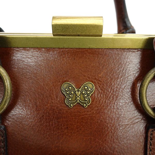 ANNA SUI / アナスイ □ハンドバッグ レザー がま口 ブラウン 【バッグ