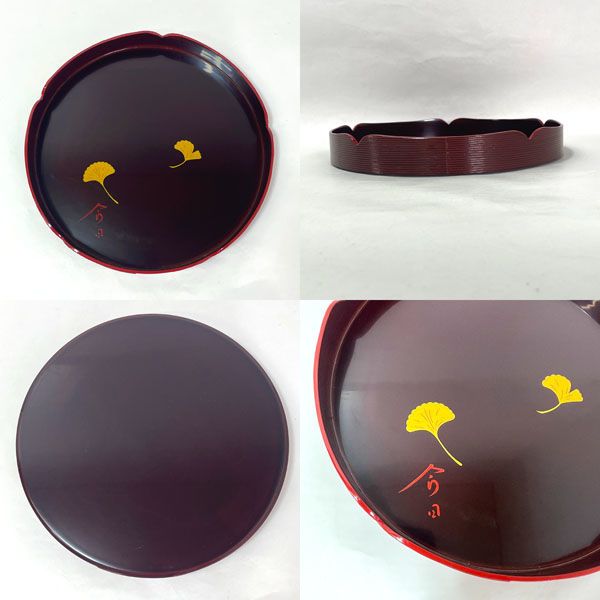 堅地本漆塗 千歳盆 ◇【茶道具】千歳盆/手前揃（棗・扇・蓋置・建水