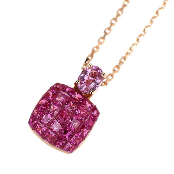 GSTV K18PG ピンクサファイア ペンダントネックレス 0.23ct ミステリー