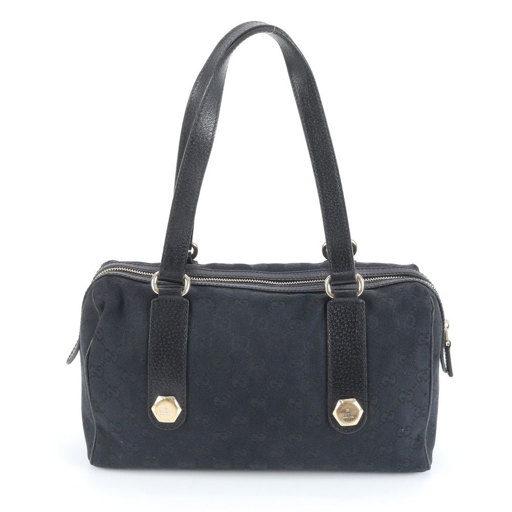 極美品 グッチ GGキャンバス ミニ ボストン 152457 レザー