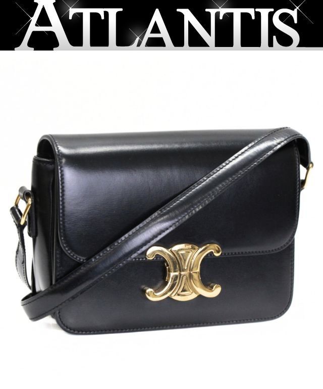 セリーヌ CELINE ティーントリオンフ ショルダーバッグ レザー 黒 G