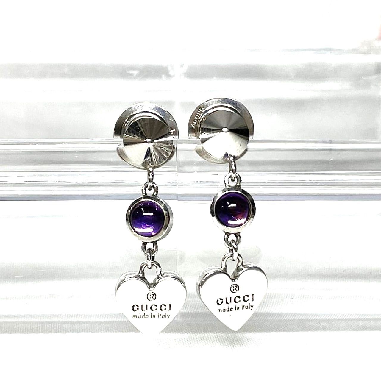 美品】 GUCCI グッチ ピアス シルバー パープル 925 （44471） - メルカリ