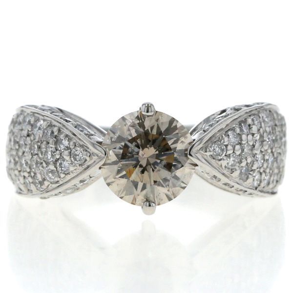 Pt900 リング ダイヤモンド 1.28ct/0.58ct SI2 VERY LIGHT BROWN 