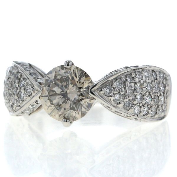 Pt900 リング ダイヤモンド 1.28ct/0.58ct SI2 VERY LIGHT BROWN 