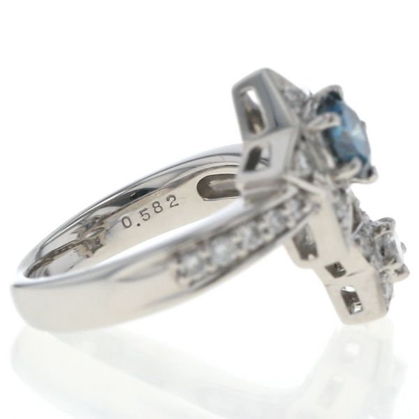 Pt900 リング ブルーダイヤモンド 0.582ct ダイヤモンド 0.40ct SI1