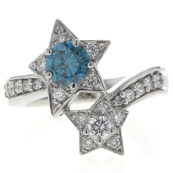 Pt900 リング ブルーダイヤモンド 0.582ct ダイヤモンド 0.40ct SI1