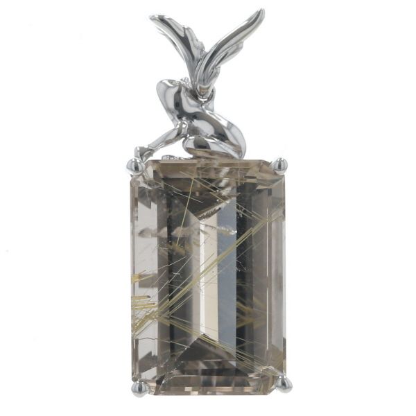 GSTV K18WG ホワイトゴールド ネックレストップ ルチルクォーツ 7.41ct