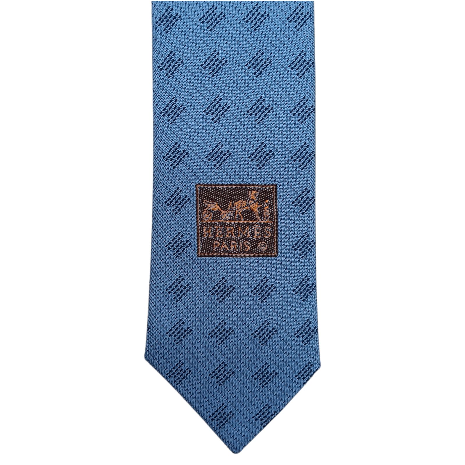 HERMES エルメス ネクタイ H柄 ブルー シルク100 ビジネス - メルカリ