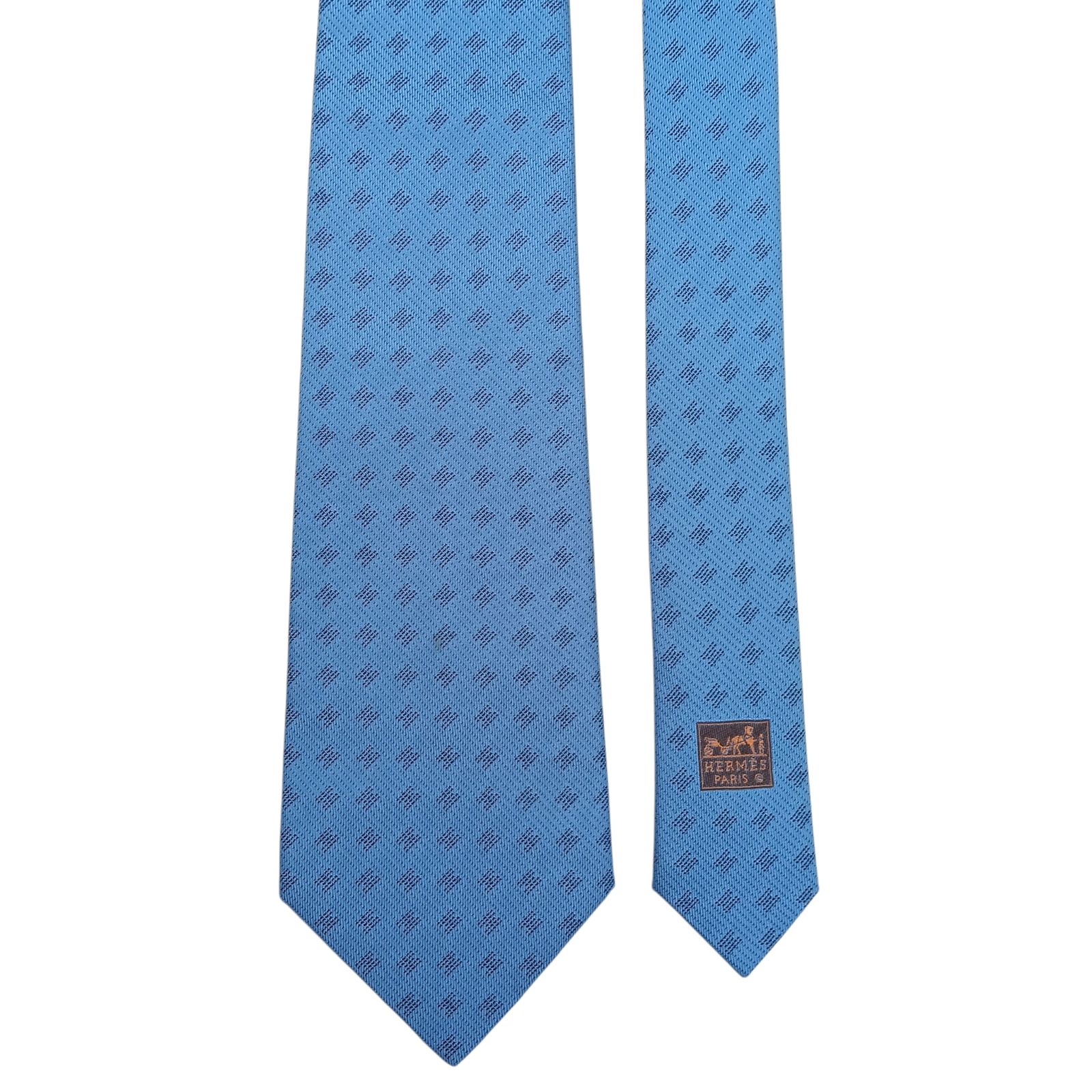 HERMES エルメス ネクタイ H柄 ブルー シルク100 ビジネス - メルカリ