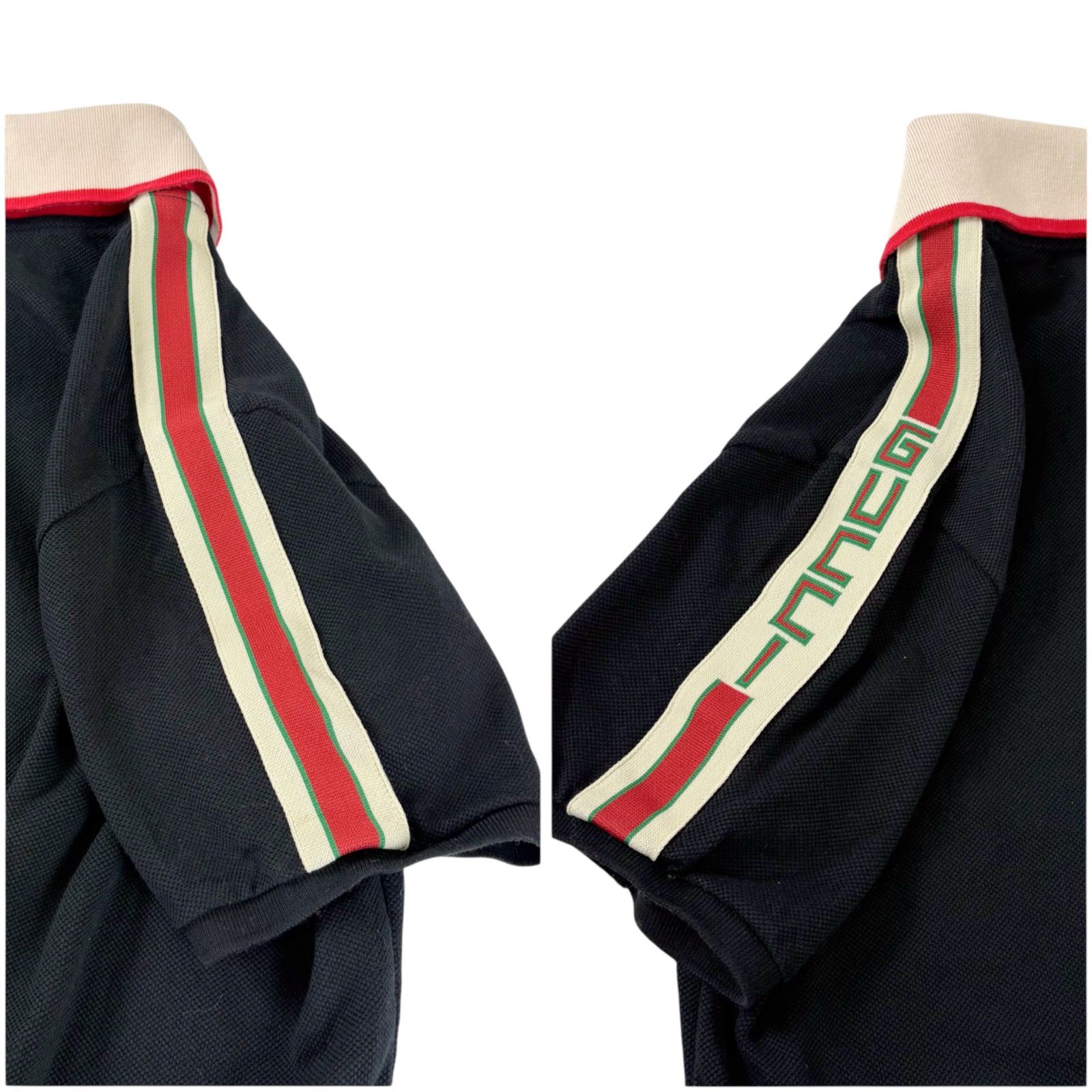グッチ GUCCI シェリーライン ポロシャツ 半袖 ブラック 黒 Mサイズ