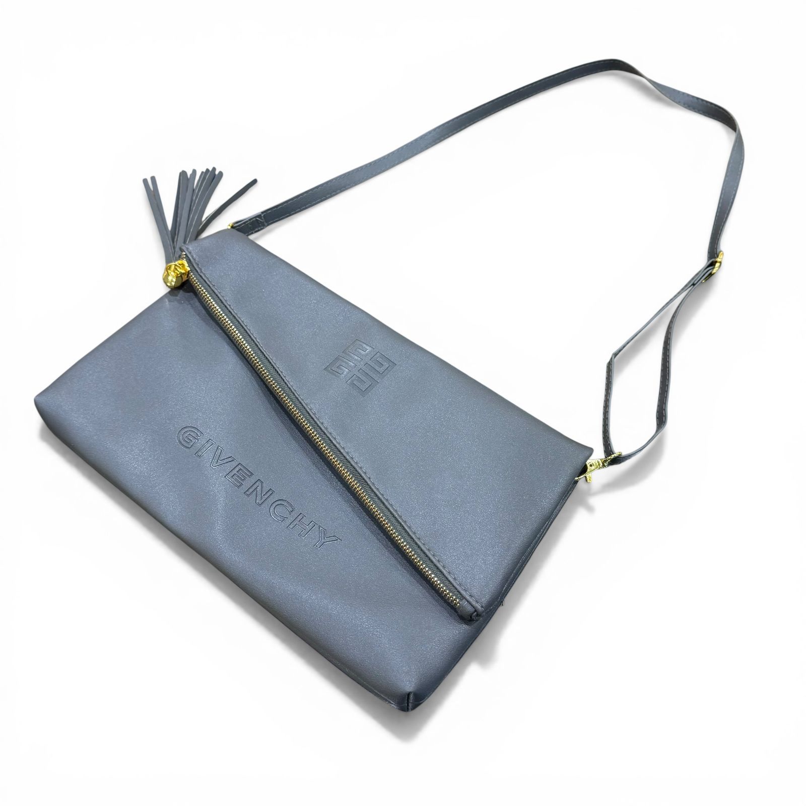 ◇ジバンシー◇2WAY クラッチバッグ ショルダーストラップ付き グレー