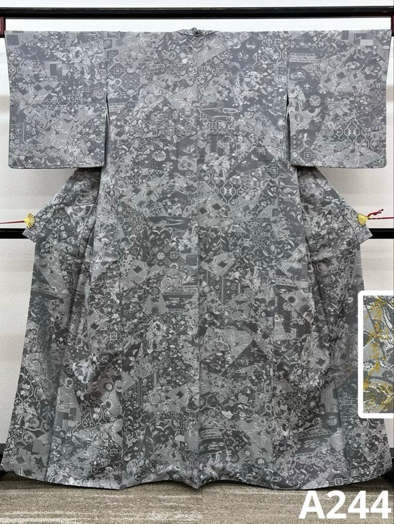 斉藤三才 落款入 小紋 三才鳥 正絹 A244 - メルカリ