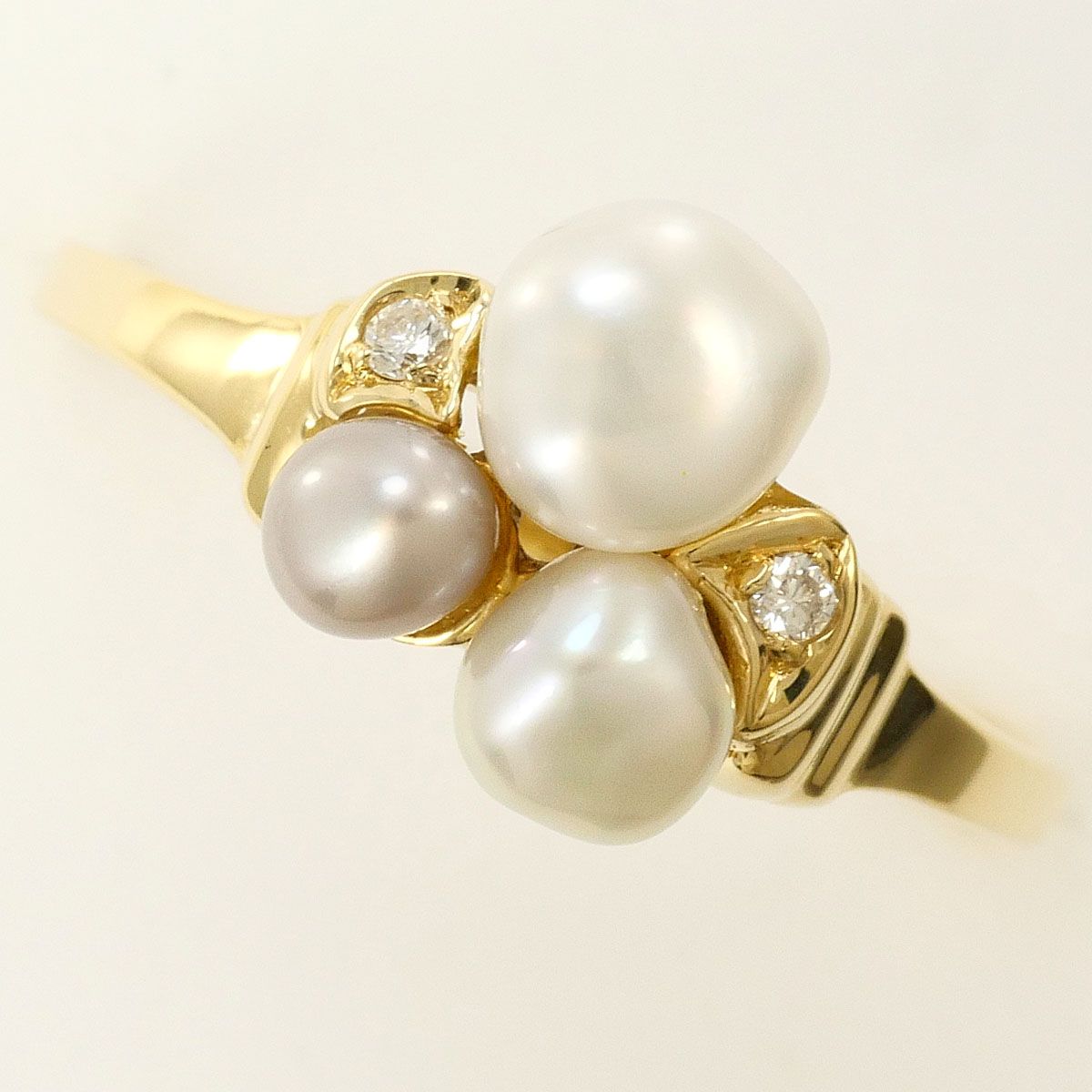 K14YG リング・指輪 14号 パール（真珠） ダイヤモンド 総重量約1.9g