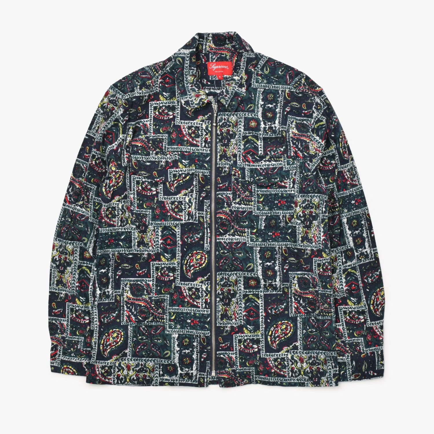 新品未使用 Supreme シュプリーム Broken Paisley Flannel Zip Up Shirt フランネルシャツ 16AW ネイビー グリーン サイズS 中古 新品未使用 Supreme シュプリーム Broken Paisley Flannel Zip Up