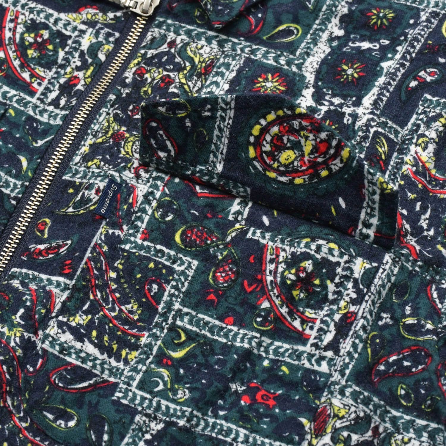 新品未使用 Supreme シュプリーム Broken Paisley Flannel Zip Up Shirt フランネルシャツ 16AW ネイビー グリーン サイズS 中古 新品未使用 Supreme シュプリーム Broken Paisley Flannel Zip Up