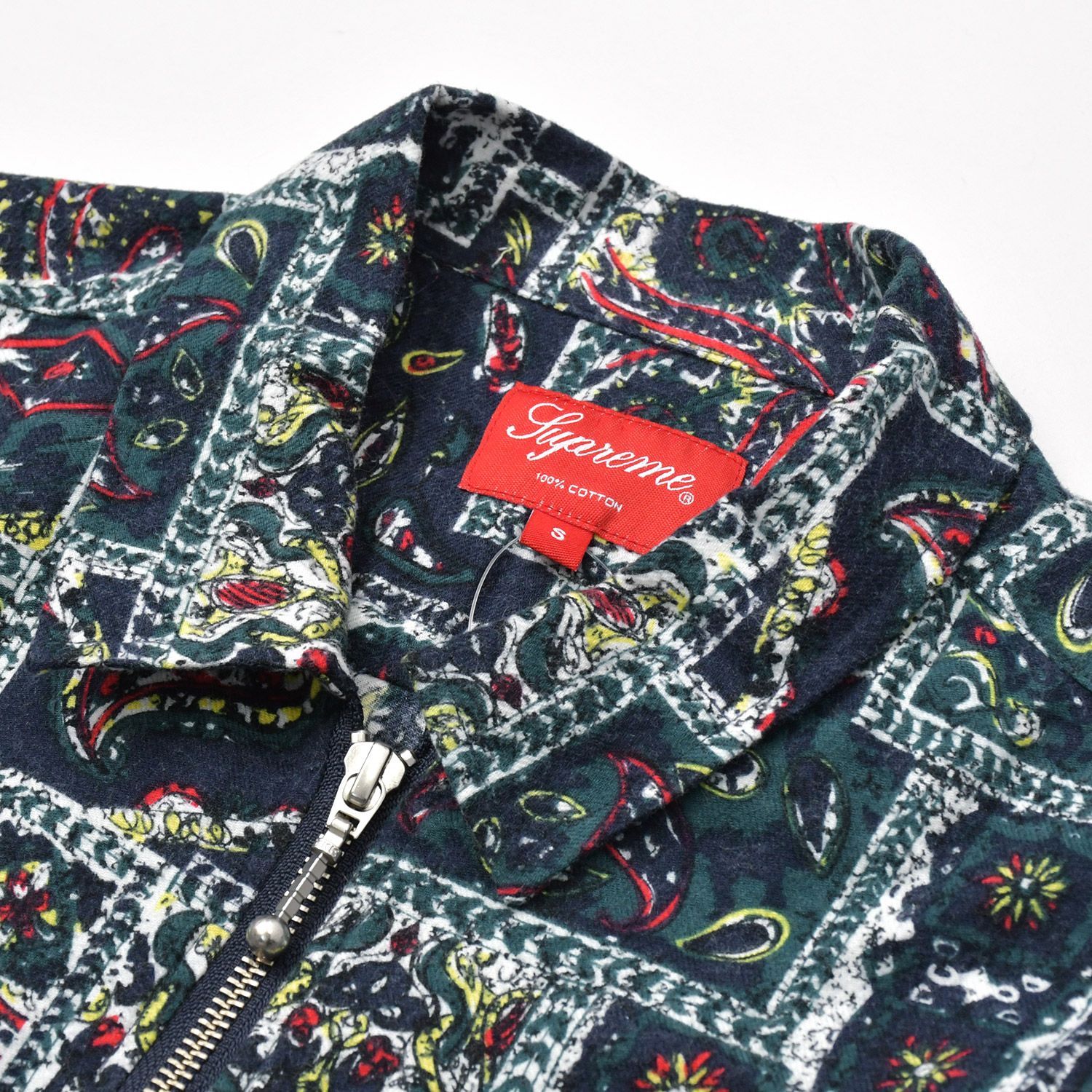 新品未使用 Supreme シュプリーム Broken Paisley Flannel Zip Up Shirt フランネルシャツ 16AW ネイビー グリーン サイズS 中古 新品未使用 Supreme シュプリーム Broken Paisley Flannel Zip Up
