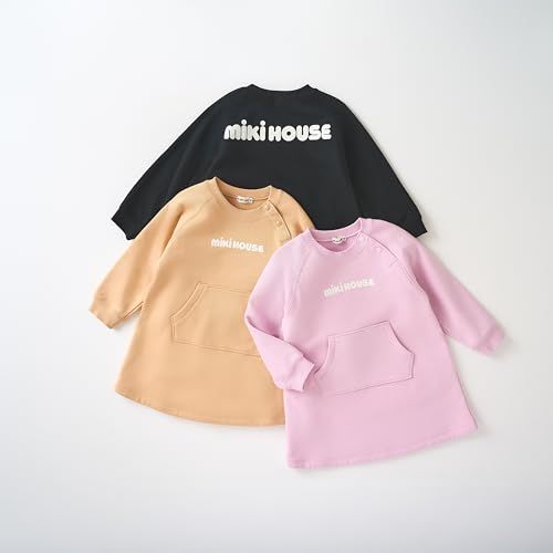 新品 [ミキハウス] WEB限定 バックロゴワンピース 長袖 ロゴ 無地 ワン 