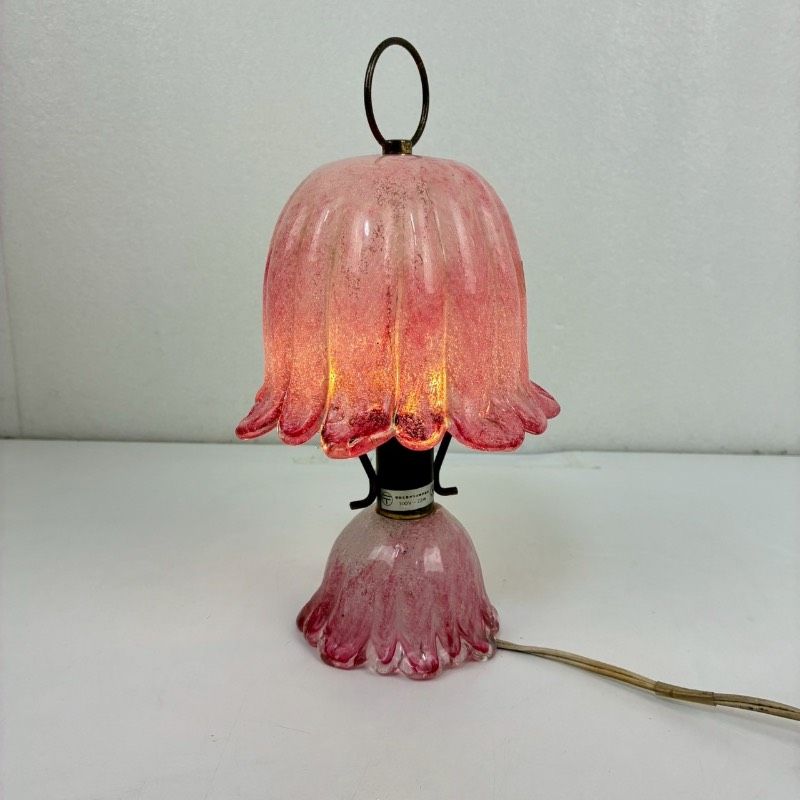 岩田工芸ガラス 気泡ガラス テーブルランプ ピンク ランプ 照明