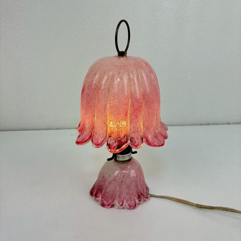 岩田工芸ガラス 気泡ガラス テーブルランプ ピンク ランプ 照明
