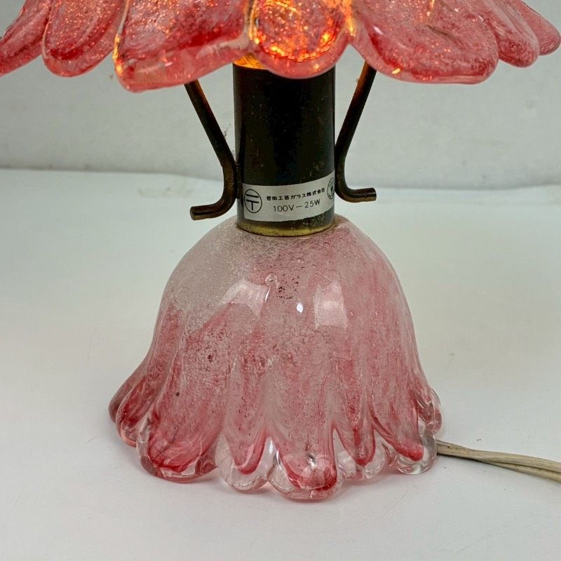 岩田工芸ガラス 気泡ガラス テーブルランプ ピンク ランプ 照明