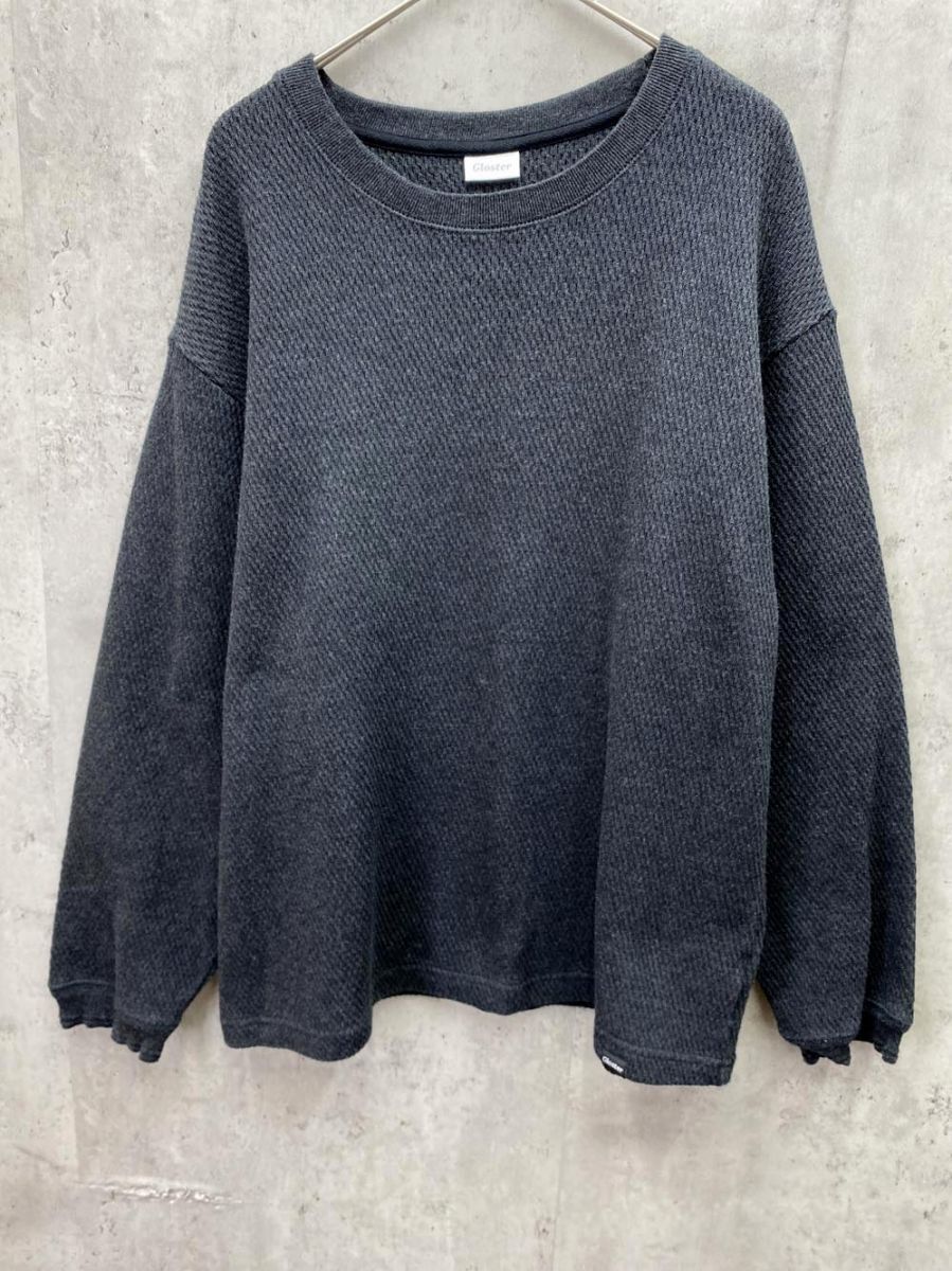 GLOSTER グロスター ハニカムヘビーサーマルプルオーバー カットソー sizeM/黒 メンズ