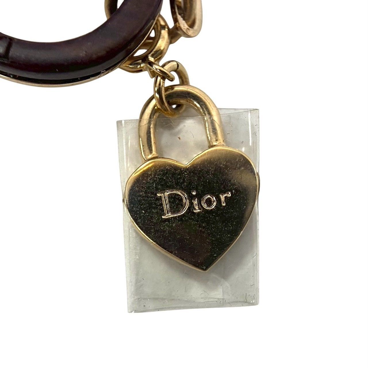 M【Dior】ハート カデナ チャーム ブレスレット ゴールド/金カラー