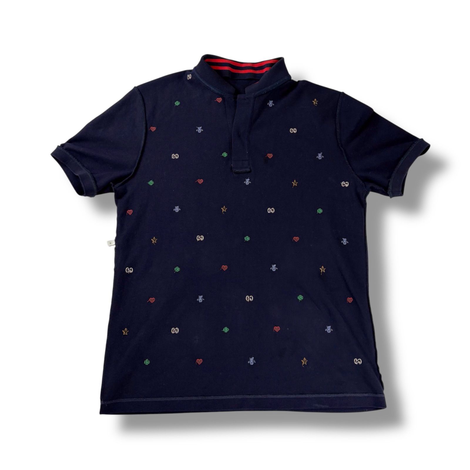GUCCI グッチ ポロシャツ 半袖 刺繍総柄 ハート ビー スター 