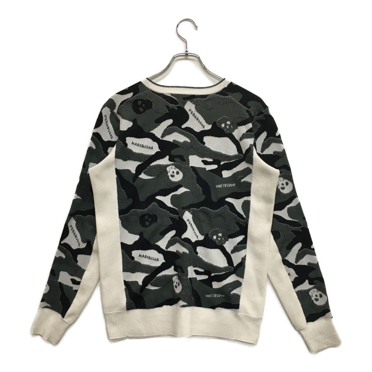 中古 メンズ マークアンドロナ MARK&LONA セーター M カーキ×白 V