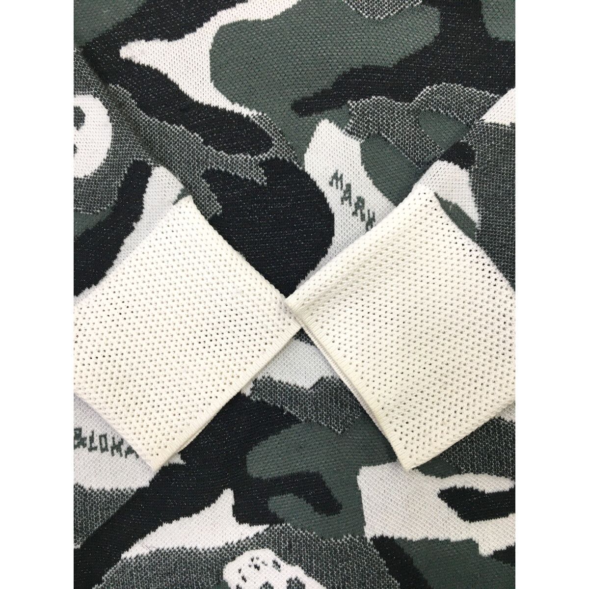 中古 メンズ マークアンドロナ MARK&LONA セーター M カーキ×白 V