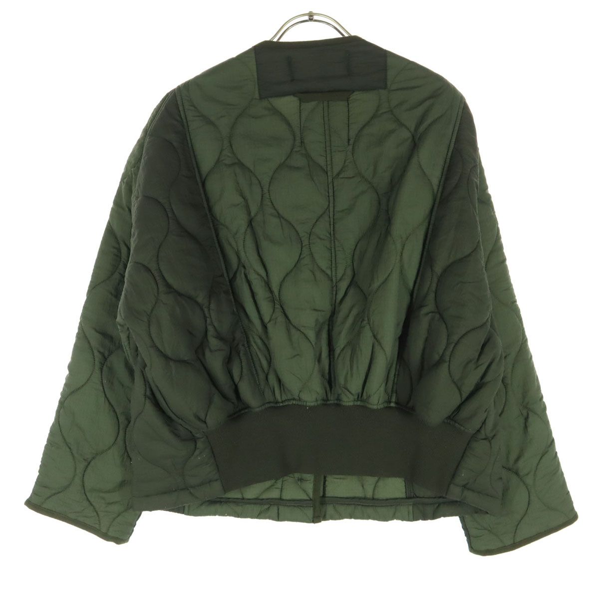 ZARA ザラ 長袖 ノーカラー キルティングジャケット S カーキグリーン 