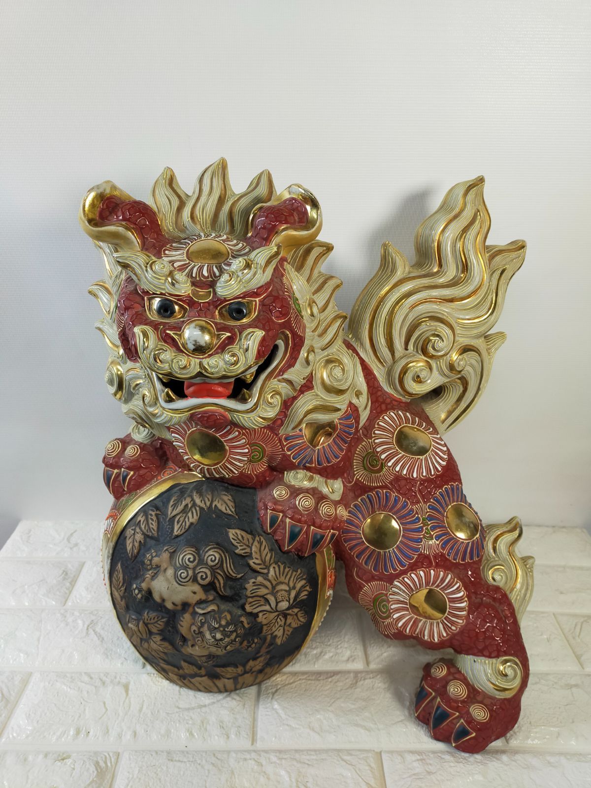 九谷焼 獅子 シーサー 魔除け 工芸品 置物 大きい A553 - メルカリ