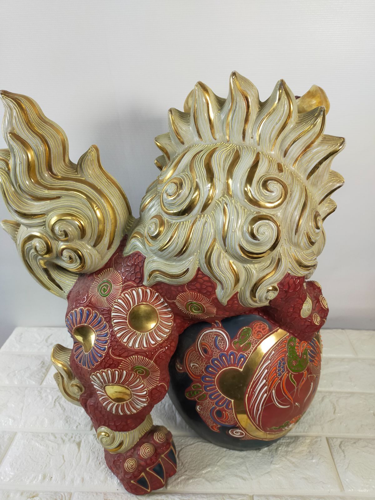 九谷焼 獅子 シーサー 魔除け 工芸品 置物 大きい A553 | Shop at