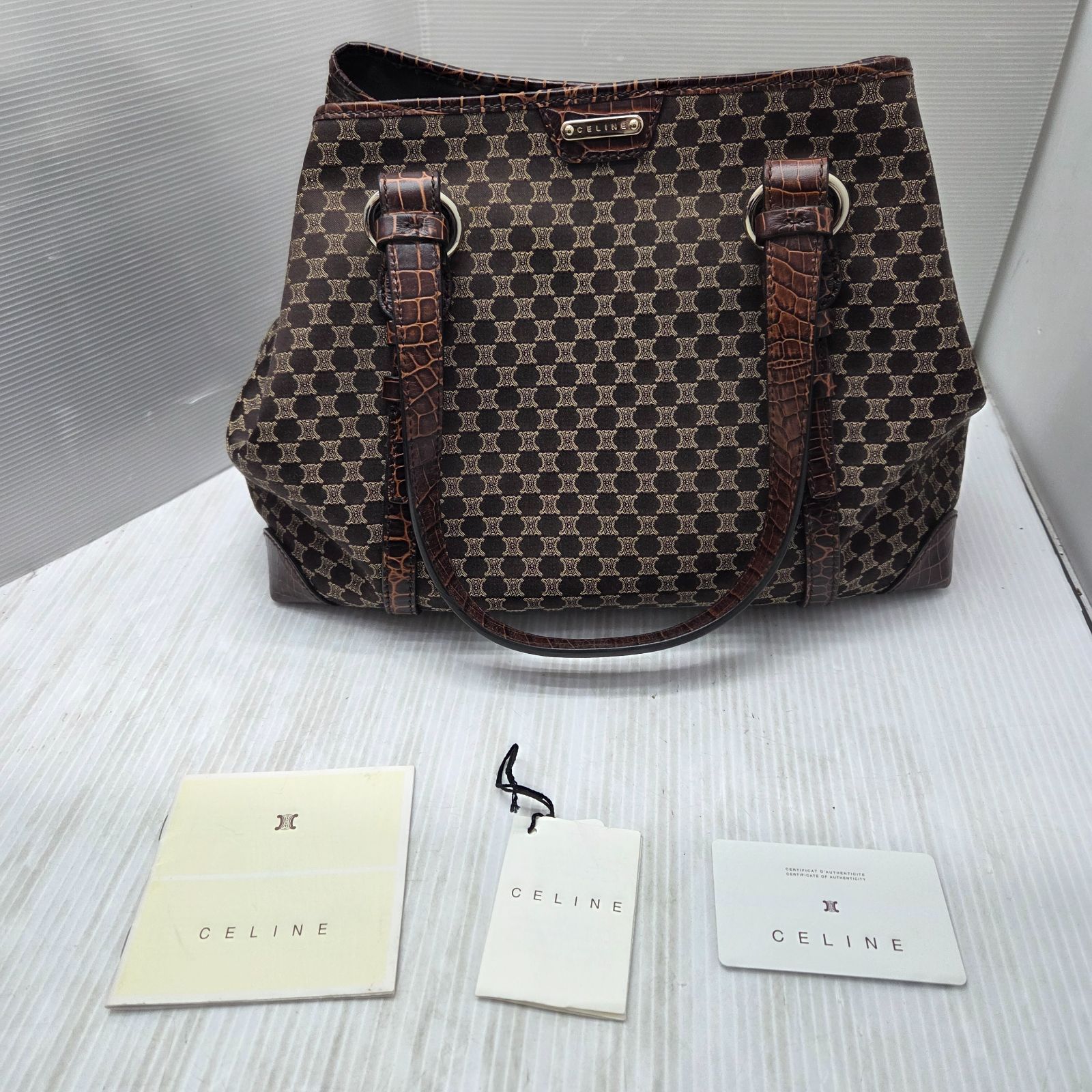 3 S02629 CELINE セリーヌ マカダム柄 トートバッグ キャンバス 総柄